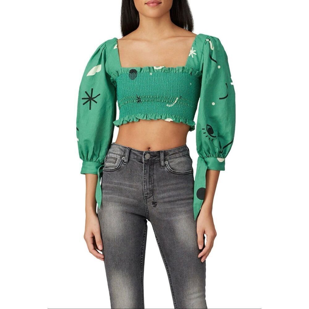 CAPULET Gracia Smocked Crop Top 🩶